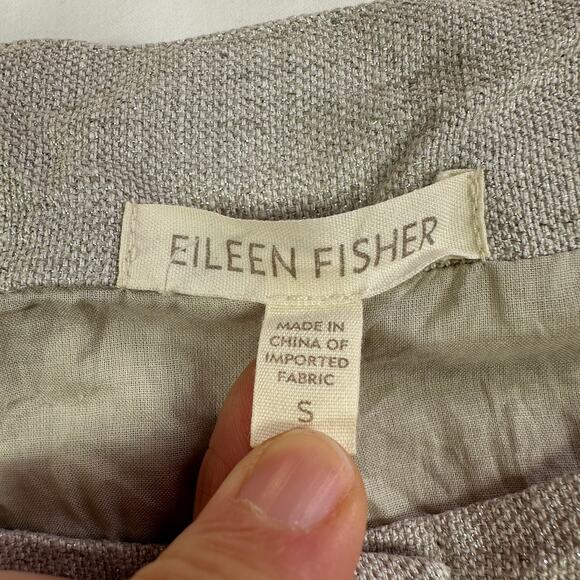 Eileen Fisher Jacket Womens Small Beige Natural Twinkle Linen Metallic Coastal - Picture 4 of 10